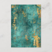 Blauwgroen Goud Elegante Abstracte Waterverf bruil Informatiekaartje (Achterkant)