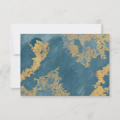 Blauwgroen Goud Elegante Abstracte Waterverf bruil RSVP Kaartje (Achterkant)