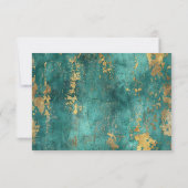 Blauwgroen Goud Elegante Abstracte Waterverf bruil RSVP Kaartje (Achterkant)