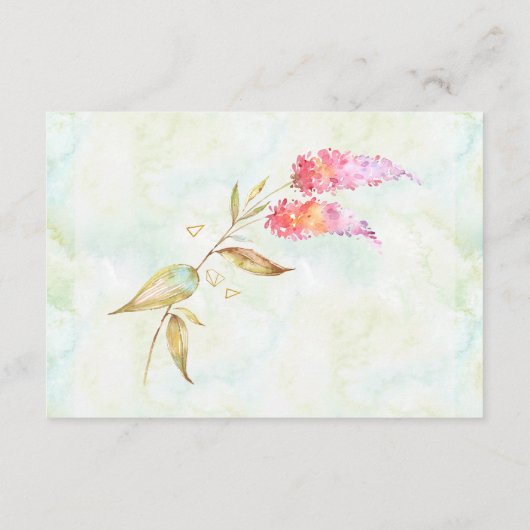 *~* Blauwgroen Goud Elegante Moderne Bloemen Huwel Informatiekaartje (Achterkant)