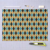 Blauwgroen Goud en Zwart Classic Argyle Diamond Pa Tissuepapier (Craft)