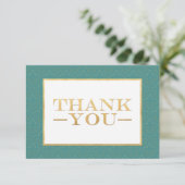 Blauwgroen & Goud Fleur de Lis Wedding Dank u Kaar Bedankkaart (Staand voorkant)
