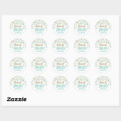 Blauwgroen Goud Glitter Confetti Afstuderen 2020 Ronde Sticker (Vel)
