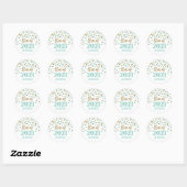 Blauwgroen Goud Glitter Confetti Afstuderen 2021 Ronde Sticker (Vel)