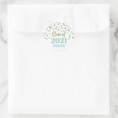 Blauwgroen Goud Glitter Confetti Afstuderen 2021 Ronde Sticker (Tas)