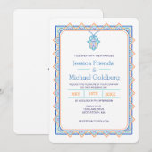 Blauwgroen goud hamsa geometrische trouwuitnodigin kaart (Voorkant / Achterkant)