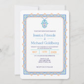 Blauwgroen goud hamsa geometrische trouwuitnodigin kaart (Voorkant)