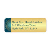 Blauwgroen, Goud Intrict het Etiket van het Adres  (Voorkant)