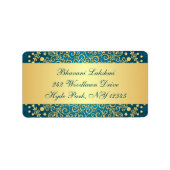 Blauwgroen, Goud Intrict het Etiket van het Adres  (Voorkant)
