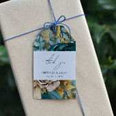 Blauwgroen Goud Luxe Bloemen Bruiloft Dank u Cadea Cadeaulabel