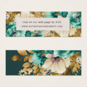 Blauwgroen Goud Luxe Floral Wedding Insert Kaart (Voorkant /achterkant)