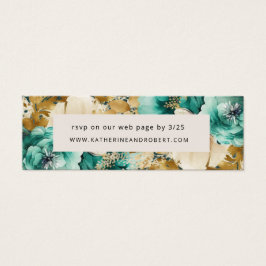 Blauwgroen Goud Luxe Floral Wedding Insert Kaart
