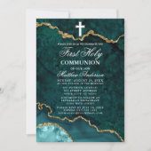 Blauwgroen Goud Marmer Agaat Geode Eerste Heilige  Kaart (Voorkant)