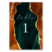 Blauwgroen & Goud Marmeren Agaat Tafelnummer (Achterkant)