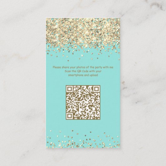 Blauwgroen & Goud | Mini VIP Uitnodiging voor verj Informatiekaartje (Achterkant)