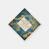 Blauwgroen Goud Modern Art Trouwbijbelvers Servet (Hoek)