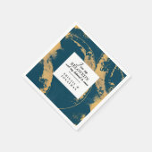 Blauwgroen Goud Modern Art Trouwbijbelvers Servet (Hoek)