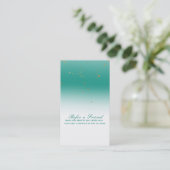 Blauwgroen & Goud Modern Glam Chic Verwijs een vri Aanbevelingskaartje (Staand voorkant)
