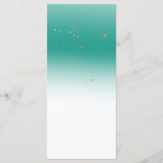 Blauwgroen Goud Modern Glam Confetti Party Wedding Menu (Achterkant)