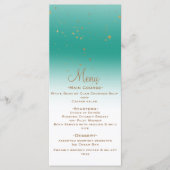 Blauwgroen Goud Modern Glam Confetti Party Wedding Menu (Voorkant)