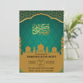 Blauwgroen & Goud Moslim Islamitische Ramadan Ifta Kaart (Staand voorkant)