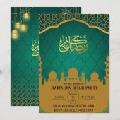 Blauwgroen & Goud Moslim Islamitische Ramadan Ifta Kaart (Voorkant / Achterkant)