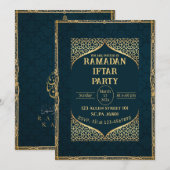 Blauwgroen & Goud Moslim Islamitische Ramadan Ifta Kaart (Voorkant / Achterkant)
