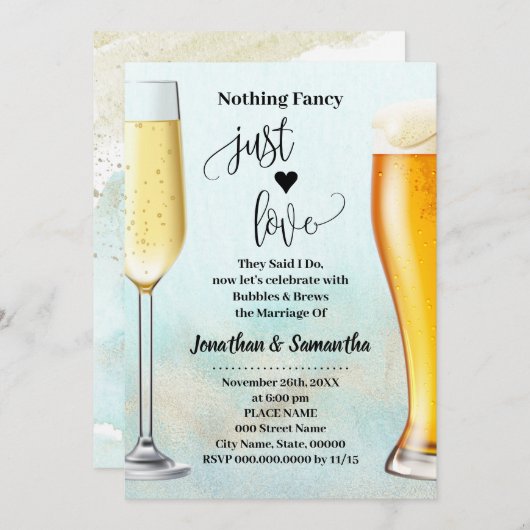 Blauwgroen goud Niets Fancy belletjes Brews Ocean Save The Date (Voorkant / Achterkant)