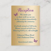 Blauwgroen Goud Paarse Bloemen Vlinders Trouwentek Informatiekaartje (Achterkant)