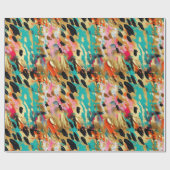 Blauwgroen goud Roze Leopard Paint Cadeaupapier (Vlak)