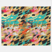 Blauwgroen goud Roze Leopard Paint Fleece Deken (Voorkant (Horizontaal))