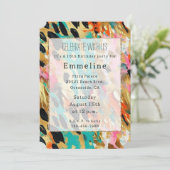 Blauwgroen goud Roze Leopard Paint Kaart (Staand voorkant)