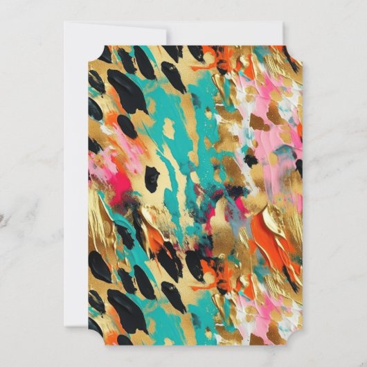 Blauwgroen goud Roze Leopard Paint Kaart (Achterkant)