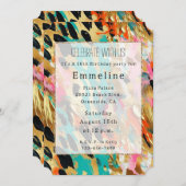 Blauwgroen goud Roze Leopard Paint Kaart (Voorkant / Achterkant)