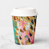 Blauwgroen goud Roze Leopard Paint Papieren Bekers (Links)