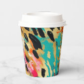 Blauwgroen goud Roze Leopard Paint Papieren Bekers (Achterkant)