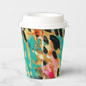 Blauwgroen goud Roze Leopard Paint Papieren Bekers (Rechts)