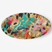 Blauwgroen goud Roze Leopard Paint Papieren Bordje (Gekanteld)