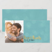 Blauwgroen & Goud Trouwfoto Liefde & Bedankt Dank  (Voorkant / Achterkant)
