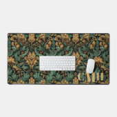 Blauwgroen & Goud Vintage William Morris Floral Mo Bureaumat (Keyboard & Muis)