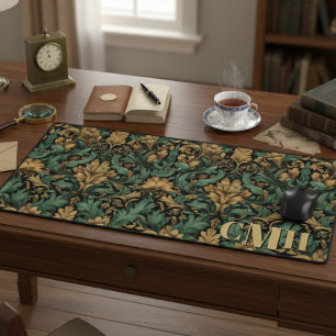 Blauwgroen & Goud Vintage William Morris Floral Mo Bureaumat