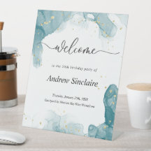 Blauwgroen & Goud Welkomstfeestteken