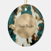 Blauwgroen Goud Wit Koeienhuid Keramisch Ornament (Links)