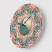 Blauwgroen Goud Yin Yang Feng Shui Vuur Grote Klok (Hoek)