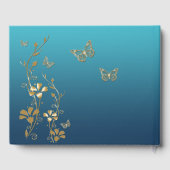 Blauwgroen, goudbloem, Butterflies Wedding Guestbo Gastenboek (Achterkant)