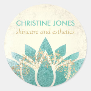 blauwgroen goudbloesem-skincare en esthetica ronde sticker