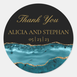 Blauwgroen goudbont voor weddenschap ronde sticker