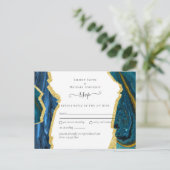 Blauwgroen goudbruding briefkaart (Staand voorkant)