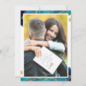 Blauwgroen gouden agaat foto Sla de datum op Kaart (Achterkant)