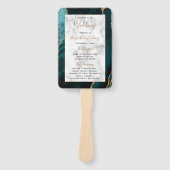 Blauwgroen gouden agaat marmeren bruiloft programm handwaaier (Voorkant)